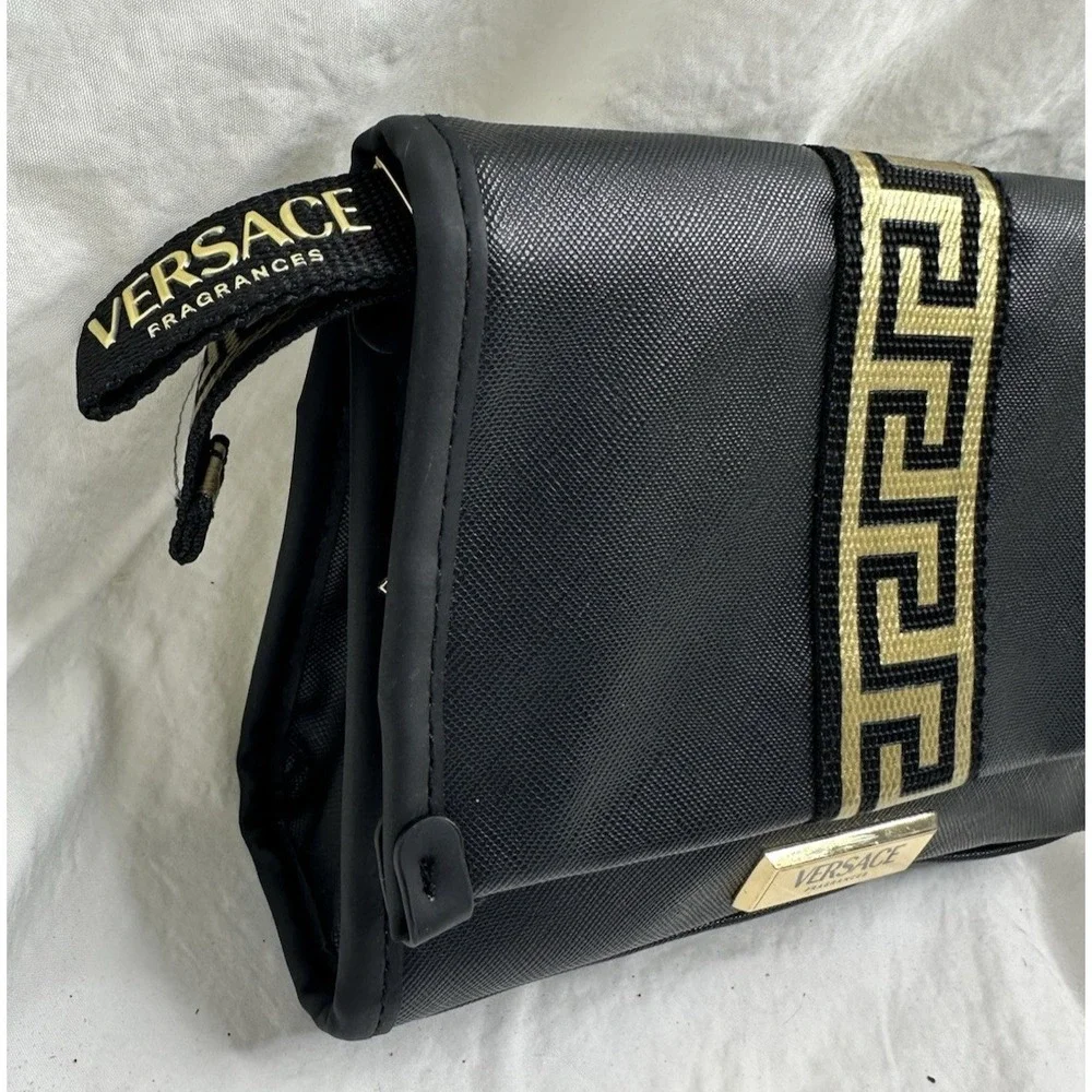 Versace Fragrances Clutch Black Gold Cosmetic Case Pouch